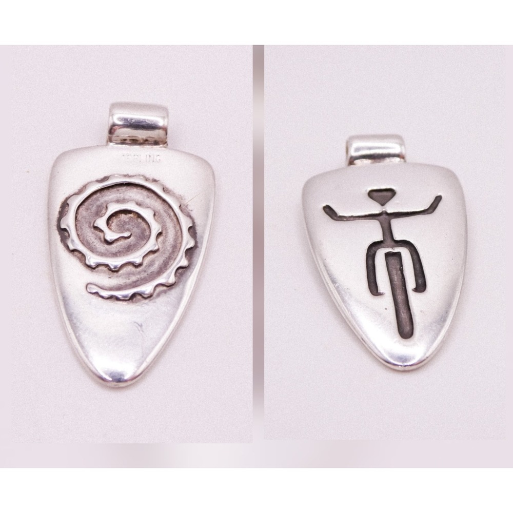 Cyclist Amulet Sterling Silver 925 Mountain Angels 1.3" Necklace Pendant Unisex
